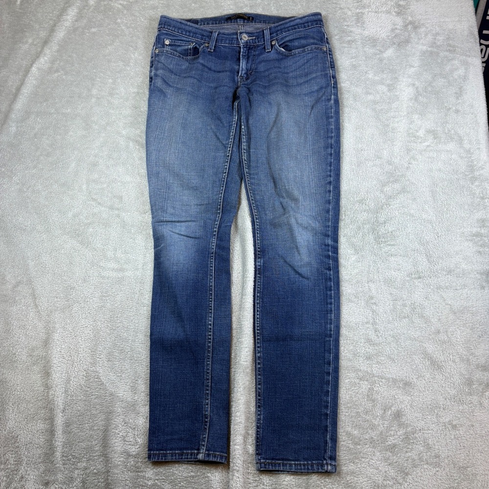 Levis Jeans Women 9M (Fits 32x32) 524 Too Superlow Slim Blue Whisker Fad Stretch